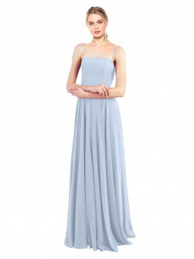 Sleeveless Light Sky Blue Low Back A-Line Spaghetti Straps Bridesmaid Dress Maidstone