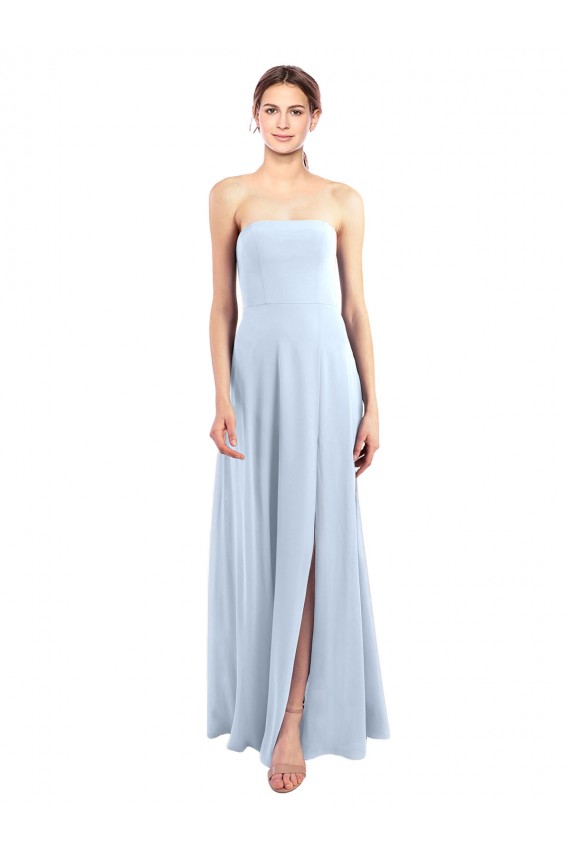 Sleeveless Light Sky Blue A-Line Strapless Bridesmaid Dress Maidstone