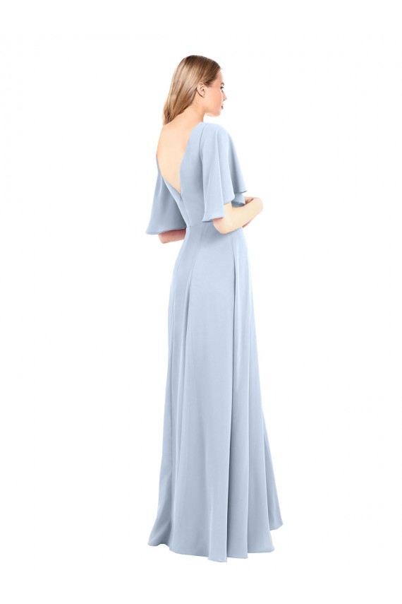 Flutter Sleeves Light Sky Blue V-Back A-Line V-Neck Bridesmaid Dress / Evening Dress Maidstone
