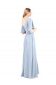 Flutter Sleeves Light Sky Blue V-Back A-Line V-Neck Bridesmaid Dress / Evening Dress Maidstone