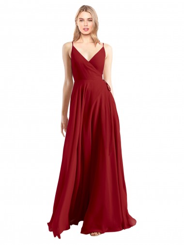 Sleeveless Red V-Back A-Line Spaghetti Straps Bridesmaid Dress Maidstone