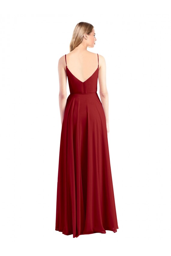 Sleeveless Red V-Back A-Line Spaghetti Straps Bridesmaid Dress Maidstone