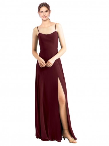Sleeveless Burgundy Gold A-Line Spaghetti Straps Bridesmaid Dress / Evening Dress Maidstone