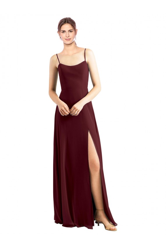 Sleeveless Burgundy Gold A-Line Spaghetti Straps Bridesmaid Dress / Evening Dress Maidstone