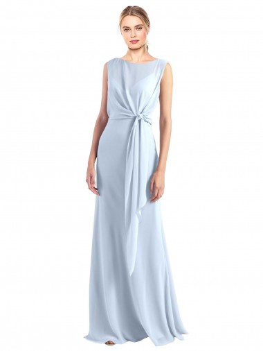 Sleeveless Light Sky Blue Keyhole Back A-Line V-Neck Bridesmaid Dress / Evening Gowns Maidstone
