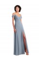 Sleeveless Dusty Blue A-Line Off the Shoulder Formal Dress / Bridesmaid Dress Maidstone