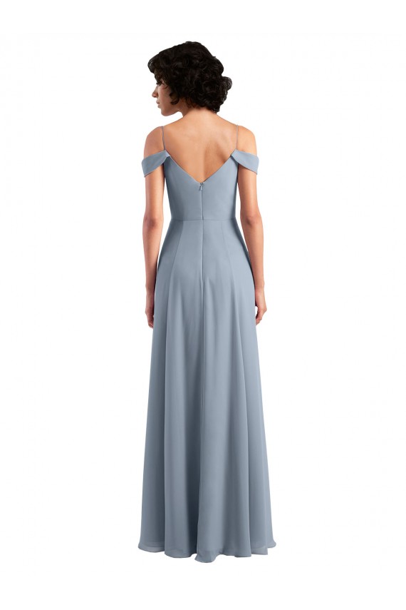 Sleeveless Dusty Blue A-Line Off the Shoulder Formal Dress / Bridesmaid Dress Maidstone