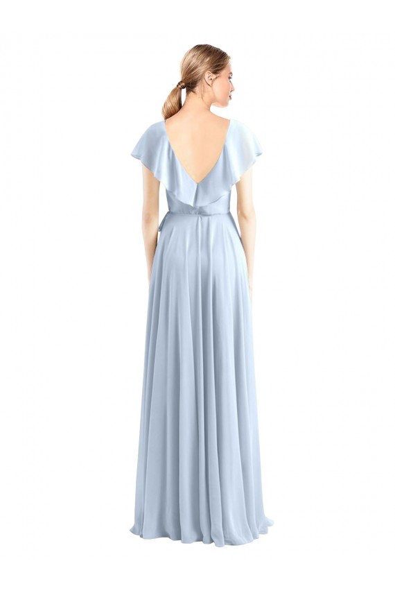 Flutter Sleeves Royal Blue V-Back A-Line V-Neck Bridesmaid Dress Maidstone