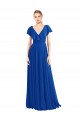 Flutter Sleeves Royal Blue V-Back A-Line V-Neck Bridesmaid Dress Maidstone