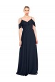 Sleeveless Dark Navy V-Back A-Line Off the Shoulder Bridesmaid Dress Maidstone