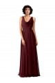 Sleeveless Burgundy Gold V-Back A-Line Cowl Neck Bridesmaid Dress Maidstone
