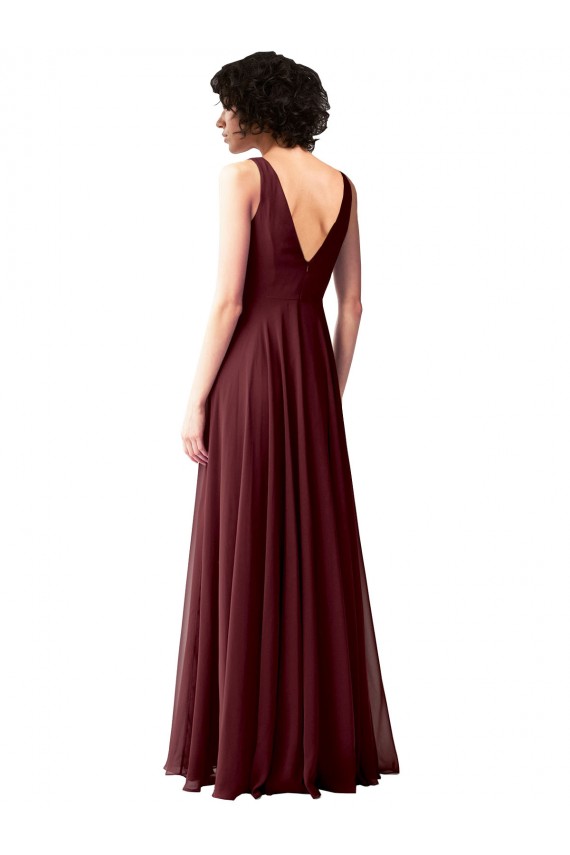 Sleeveless Burgundy Gold V-Back A-Line Cowl Neck Bridesmaid Dress Maidstone