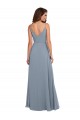 Sleeveless Dusty Blue V-Back A-Line Cowl Neck Formal Dress / Bridesmaid Dress Maidstone