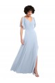 Split Sleeves Light Sky Blue V-Back A-Line V-Neck Bridesmaid Dresses Maidstone