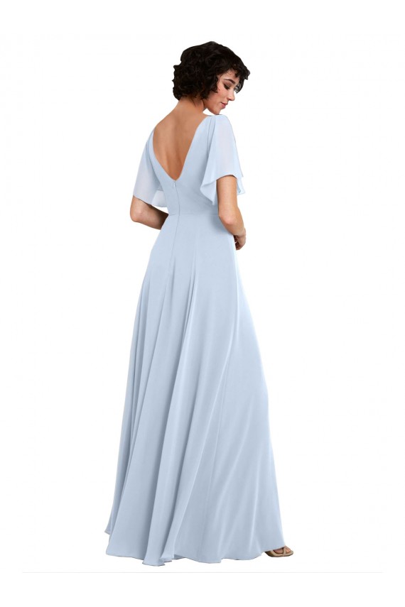 Split Sleeves Light Sky Blue V-Back A-Line V-Neck Bridesmaid Dresses Maidstone