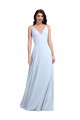 Sleeveless Light Sky Blue Keyhole Back A-Line V-Neck Evening Dress / Bridesmaid Dress Maidstone