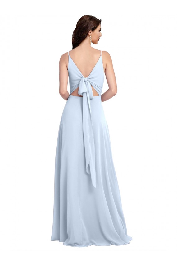 Sleeveless Light Sky Blue Keyhole Back A-Line V-Neck Evening Dress / Bridesmaid Dress Maidstone