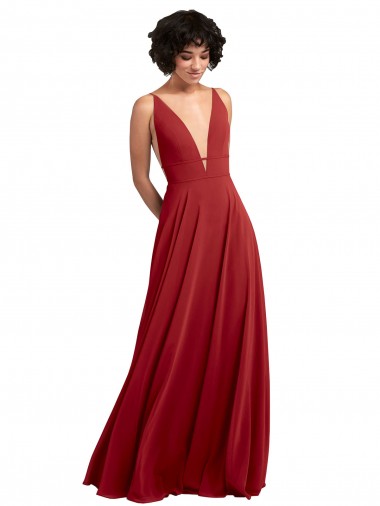 Sleeveless Red V-Back A-Line V-Neck Bridesmaid Dress Maidstone