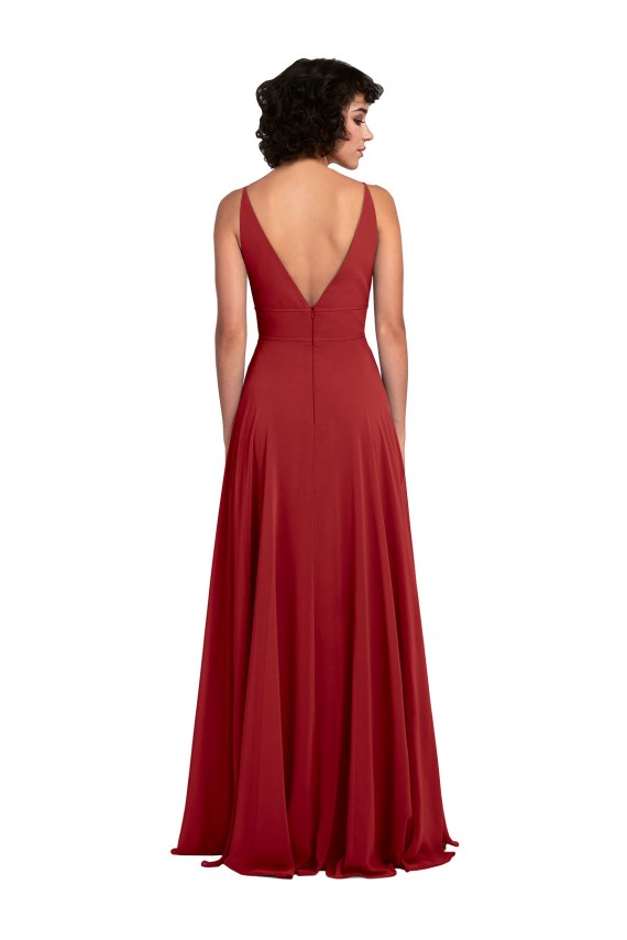 Sleeveless Red V-Back A-Line V-Neck Bridesmaid Dress Maidstone