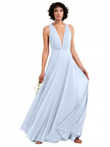 Sleeveless Light Sky Blue A-Line V-Neck Bridesmaid Dresses Maidstone