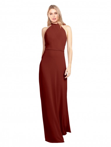 Sleeveless Burgundy Open Back A-Line Halter Neck Prom Dress / Bridesmaid Dress Maidstone