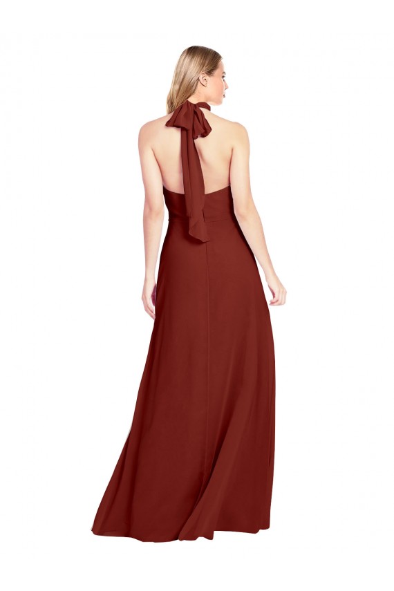 Sleeveless Burgundy Open Back A-Line Halter Neck Prom Dress / Bridesmaid Dress Maidstone