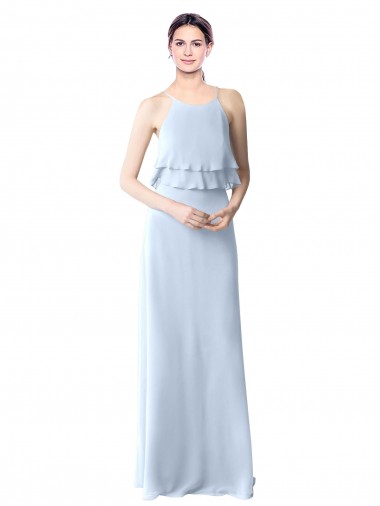 Sleeveless Light Sky Blue A-Line Halter Neck Bridesmaid Dresses Maidstone