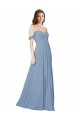 Sleeveless Dusty Blue Low Back A-Line Chiffon Sweetheart Wedding Party Dress Maidstone