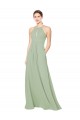 Sleeveless Smoke Green Keyhole Back A-Line Halter Neck Bridesmaid Dress Maidstone