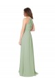 Sleeveless Smoke Green Keyhole Back A-Line Halter Neck Bridesmaid Dress Maidstone