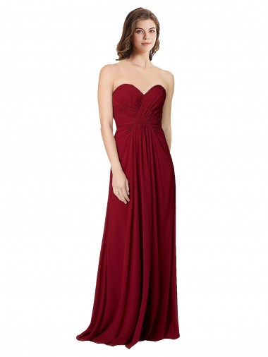 Sleeveless Burgundy Open Back A-Line Sweetheart Bridesmaid Dress Maidstone