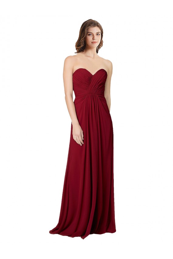 Sleeveless Burgundy Open Back A-Line Sweetheart Bridesmaid Dress Maidstone