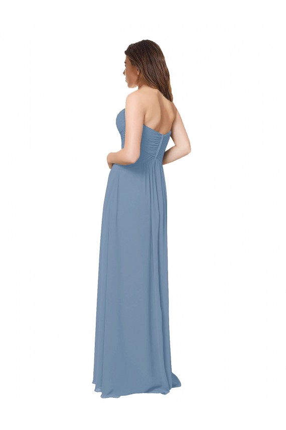 Sleeveless Dusty Blue Low Back A-Line Sweetheart Bridesmaid Dress / Evening Gowns Maidstone
