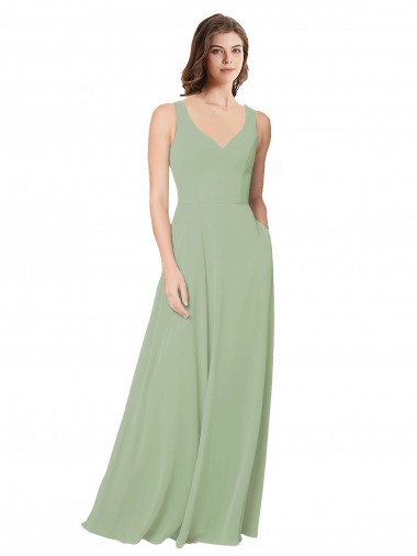 Sleeveless Smoke Green Open Back A-Line Sweetheart Formal Dress / Bridesmaid Dress Maidstone