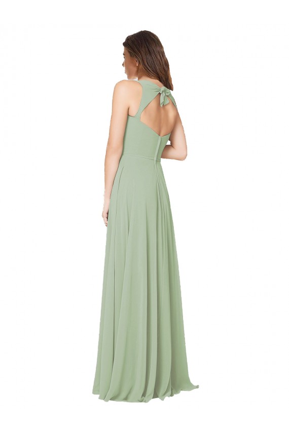Sleeveless Smoke Green Open Back A-Line Sweetheart Formal Dress / Bridesmaid Dress Maidstone