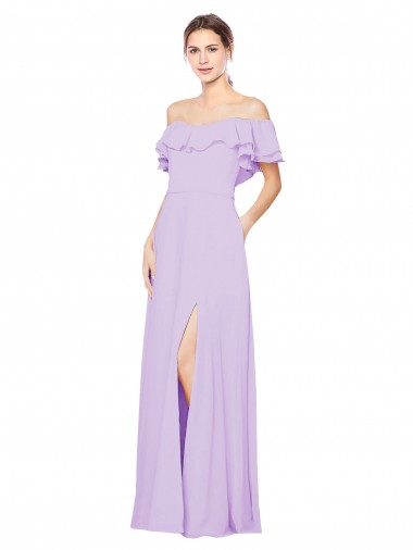 Sleeveless Lilac Low Back A-Line Off the Shoulder Bridesmaid Dress Maidstone
