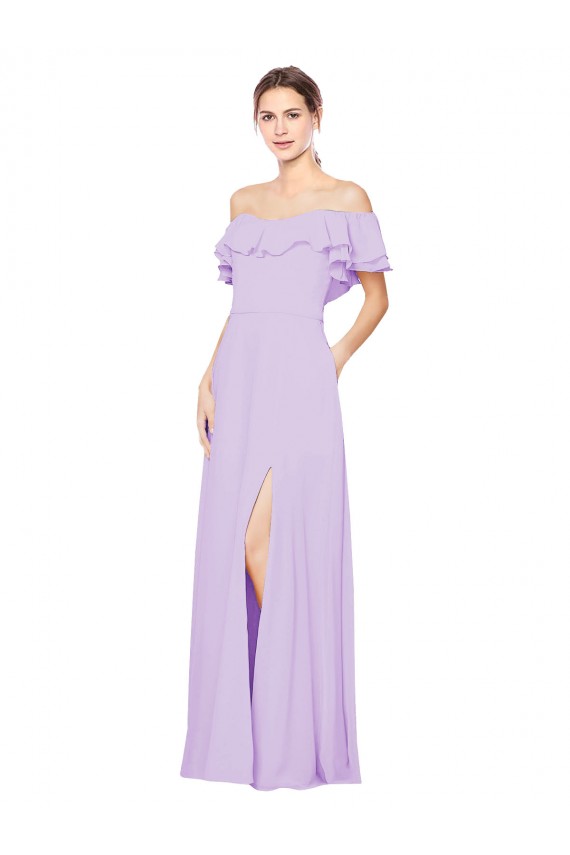 Sleeveless Lilac Low Back A-Line Off the Shoulder Bridesmaid Dress Maidstone