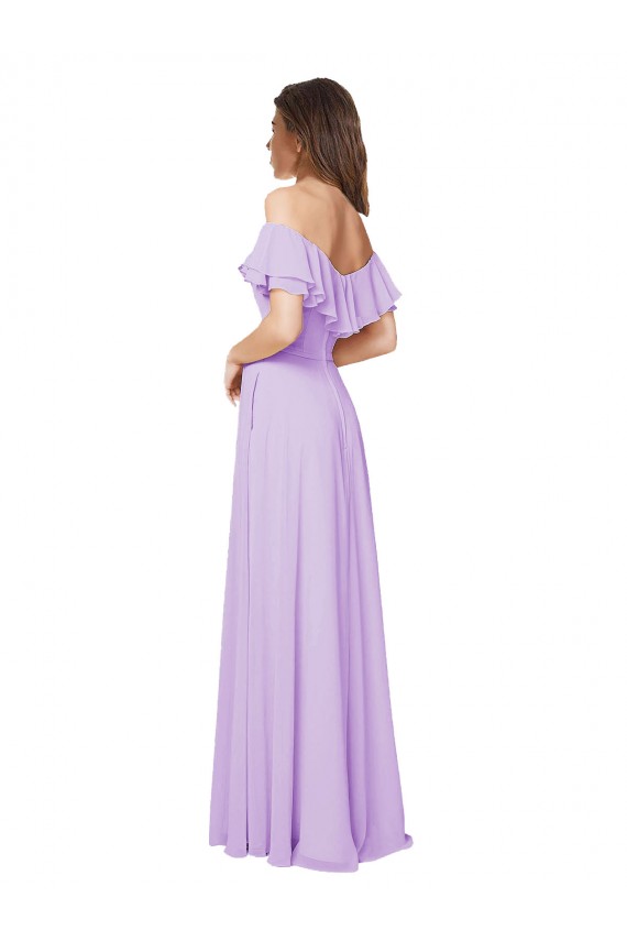 Sleeveless Lilac Low Back A-Line Off the Shoulder Bridesmaid Dress Maidstone