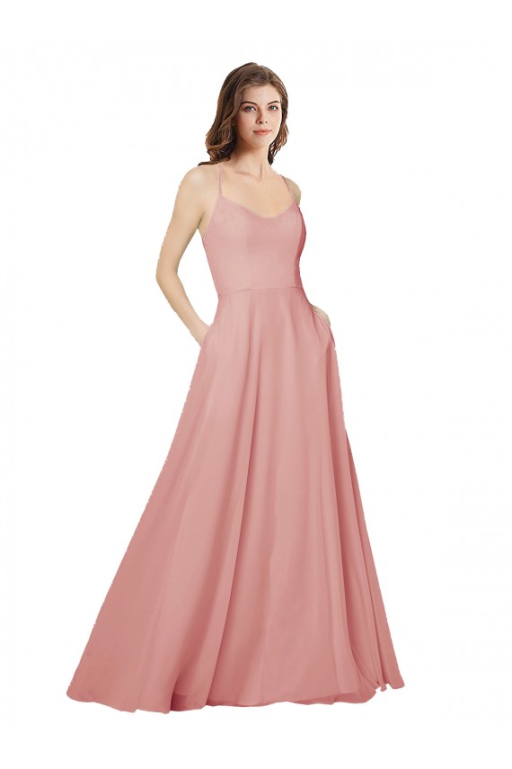 Sleeveless Bliss Pink Criss Cross Open Back A-Line Strapless Bridesmaid Dress Maidstone