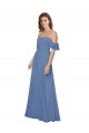 Flutter Sleeves Windsor Blue Open Back A-Line Off the Shoulder Bridesmaid Dress Maidstone