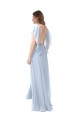 Flutter Sleeves Light Sky Blue Open Back A-Line V-Neck Bridesmaid Dress / Formal Dress Maidstone