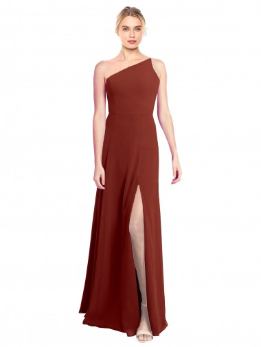 Sleeveless Burgundy A-Line One Shoulder Formal Dress / Bridesmaid Dress Maidstone