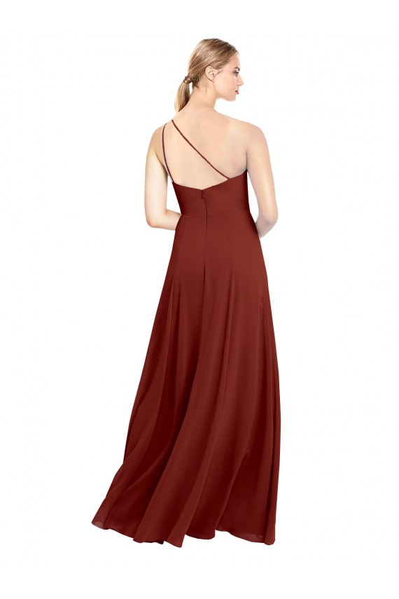 Sleeveless Burgundy A-Line One Shoulder Formal Dress / Bridesmaid Dress Maidstone