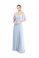 Flutter Sleeves Light Sky Blue V-Back A-Line Off the Shoulder Formal Dress / Bridesmaid Dress Maidstone