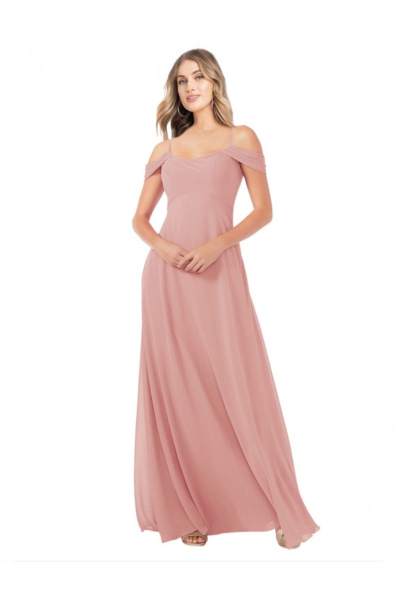 Sleeveless Bliss Pink A-Line Off the Shoulder Bridal Party Dress Maidstone