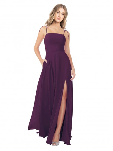 Sleeveless Grape Keyhole Back A-Line Spaghetti Straps Bridesmaid Dress Maidstone