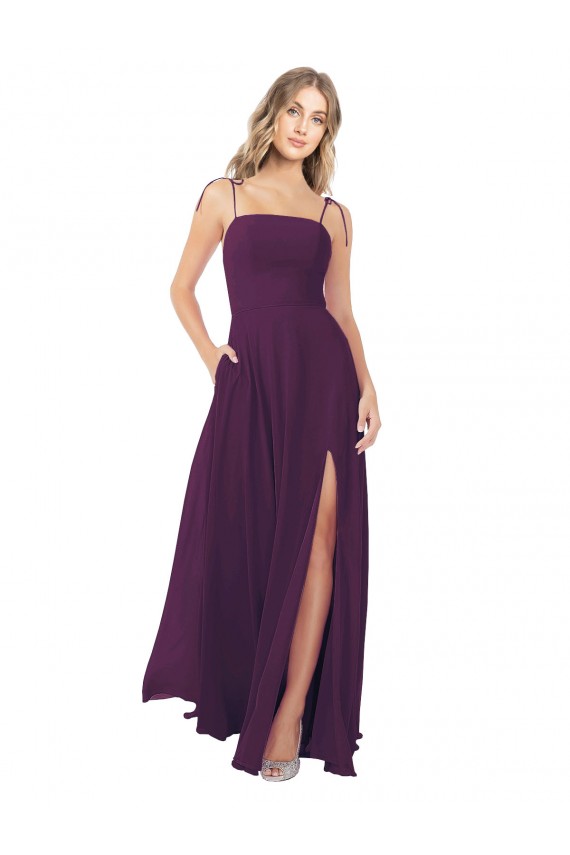 Sleeveless Grape Keyhole Back A-Line Spaghetti Straps Bridesmaid Dress Maidstone