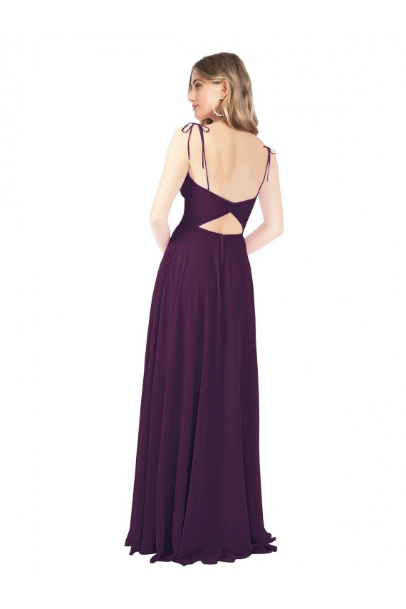 Sleeveless Grape Keyhole Back A-Line Spaghetti Straps Bridesmaid Dress Maidstone
