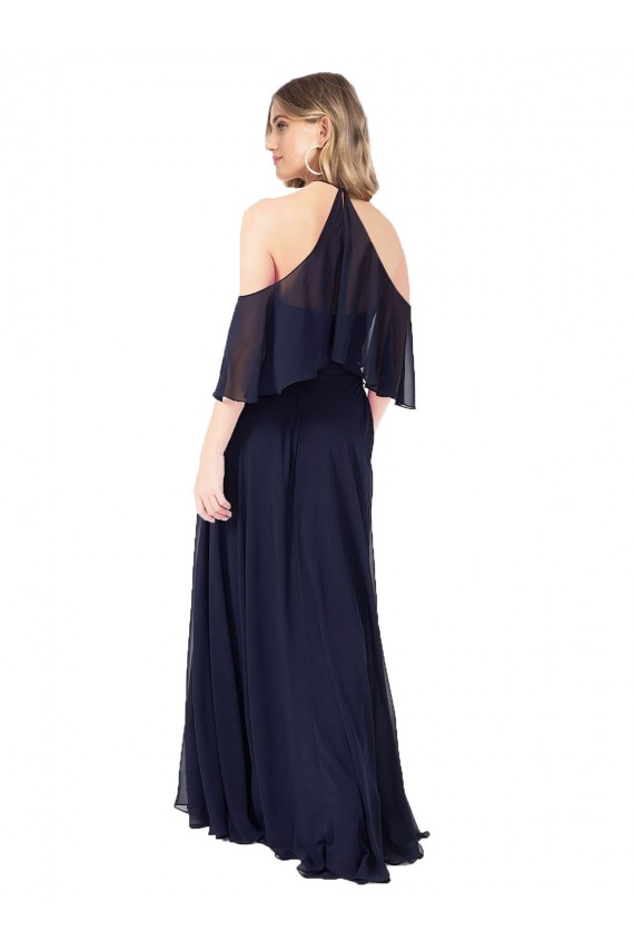 Flutter Sleeves Dark Navy A-Line Halter Neck Formal Dress / Bridesmaid Dress Maidstone