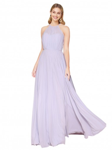 Sleeveless Lilac A-Line Halter Neck Formal Evening Gown / Prom Dress / Bridesmaid Dress Maidstone